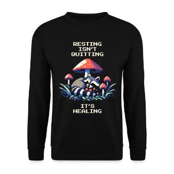 Resting is not giving up | It heals, recovery - Unisex Sweatshirt - black - Front - Alina (178cm) & Michal (187cm)