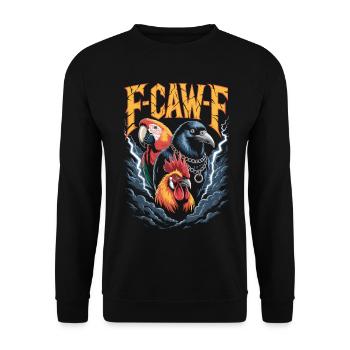 F-CAW-F T-shirt parodique de jeu de mots de bruit d’oiseau drôle - Sweat-shirt Unisexe - noir - Devant - Alina (178cm) & Michal (187cm)