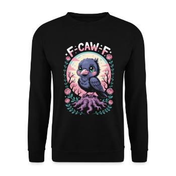 F-CAW-F Lustiges Kawaii Rabe Vogel Lärm Meme T-Shirt - Unisex Pullover - Schwarz - Vorne - Alina (178cm) & Michal (187cm)