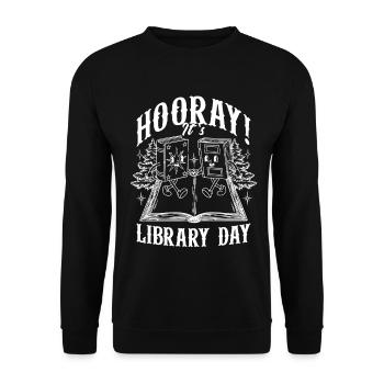 Bibliothécaire de jour Bibliothécaire de lecture - Sweat-shirt Unisexe - noir - Devant - Alina (178cm) & Michal (187cm)
