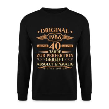 40ème Idée Cadeau Anniversaire Vintage 1986 Né - Sweat-shirt Unisexe - noir - Devant - Alina (178cm) & Michal (187cm)
