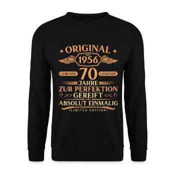 70th Birthday Gift Idea Vintage 1956 Born - Unisex Sweatshirt - black - Front - Alina (178cm) & Michal (187cm)
