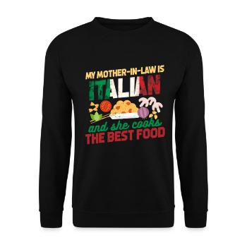 Italienische Schwiegermutter - Unisex Pullover - Schwarz - Vorne - Alina (178cm) & Michal (187cm)