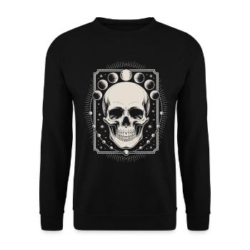Gothic Skull with Moon Phases Mystical Design - Unisex Sweatshirt - black - Front - Alina (178cm) & Michal (187cm)