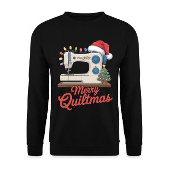 Merry Quiltmas Festive Sewing Santa Holiday Season - Unisex Sweatshirt - black - Front - Alina (178cm) & Michal (187cm)