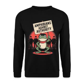Fröhliche Quiltmas Festliche Nähen Santa Weihnachtszeit - Unisex Pullover - Schwarz - Vorne - Alina (178cm) & Michal (187cm)
