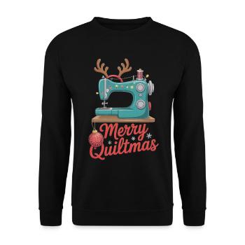 Merry Quiltmas Festive Sewing Santa Holiday Season - Unisex Sweatshirt - black - Front - Alina (178cm) & Michal (187cm)