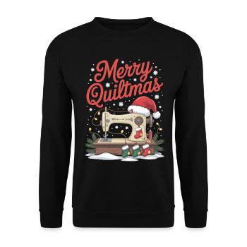 Merry Quiltmas Festive Sewing Santa Holiday Season - Unisex Sweatshirt - black - Front - Alina (178cm) & Michal (187cm)