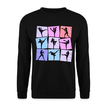 Kickboxen Kickboxer Muay Thai Damen Mädchen - Unisex Pullover - Schwarz - Vorne - Alina (178cm) & Michal (187cm)
