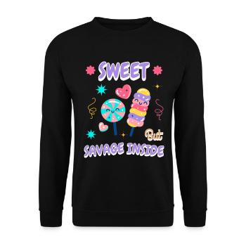 Fuzzy candy gift idea for snack fans - Unisex Sweatshirt - black - Front - Alina (178cm) & Michal (187cm)