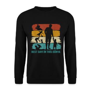 Bester Dayi (Onkel) der Welt - Türk Style Onkel - Unisex Pullover - Schwarz - Vorne - Alina (178cm) & Michal (187cm)