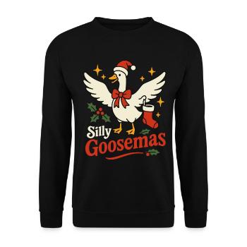 Dumme Gänsemas, Gans, Weihnachten, Lustiger Weihnachtsmann - Unisex Pullover - Schwarz - Vorne - Alina (178cm) & Michal (187cm)