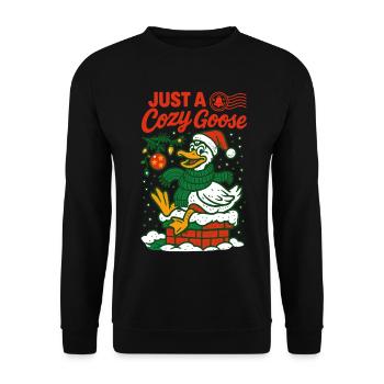 Weihnachten nur ein gemütlicher Goose Santa Holiday - Unisex Pullover - Schwarz - Vorne - Alina (178cm) & Michal (187cm)