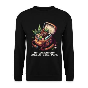 Mon inventaire sent le pin | Extérieur - Sweat-shirt Unisexe - noir - Devant - Alina (178cm) & Michal (187cm)