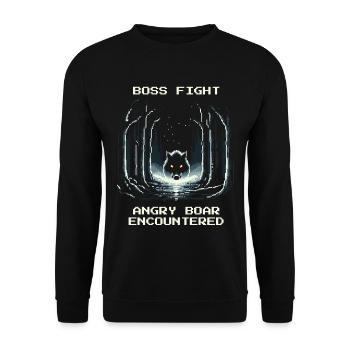 Bosskampf Wildschwein | Wald Bushcraft Jäger - Unisex Sweatshirt - black - Front - Alina (178cm) & Michal (187cm)
