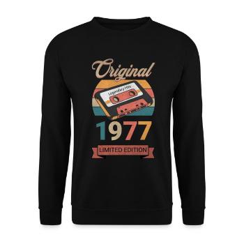 Original 1977 Limited Edition Geburtstag Geschenk - Unisex Pullover - Schwarz - Vorne - Alina (178cm) & Michal (187cm)