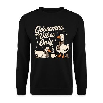 Goosemas Vibes Nur Weihnachtsgans - Unisex Pullover - Schwarz - Vorne - Alina (178cm) & Michal (187cm)