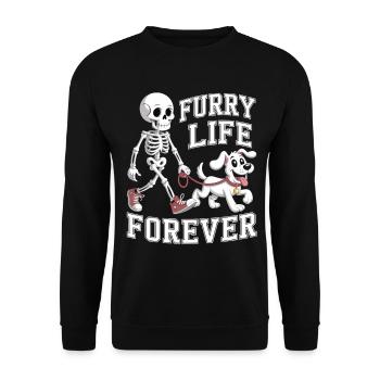 Furry Life Forever - Chemise squelette de chien drôle - Sweat-shirt Unisexe - noir - Devant - Alina (178cm) & Michal (187cm)