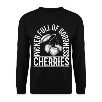 packed full of goodness cherries - Unisex Pullover - Schwarz - Vorne - Alina (178cm) & Michal (187cm)
