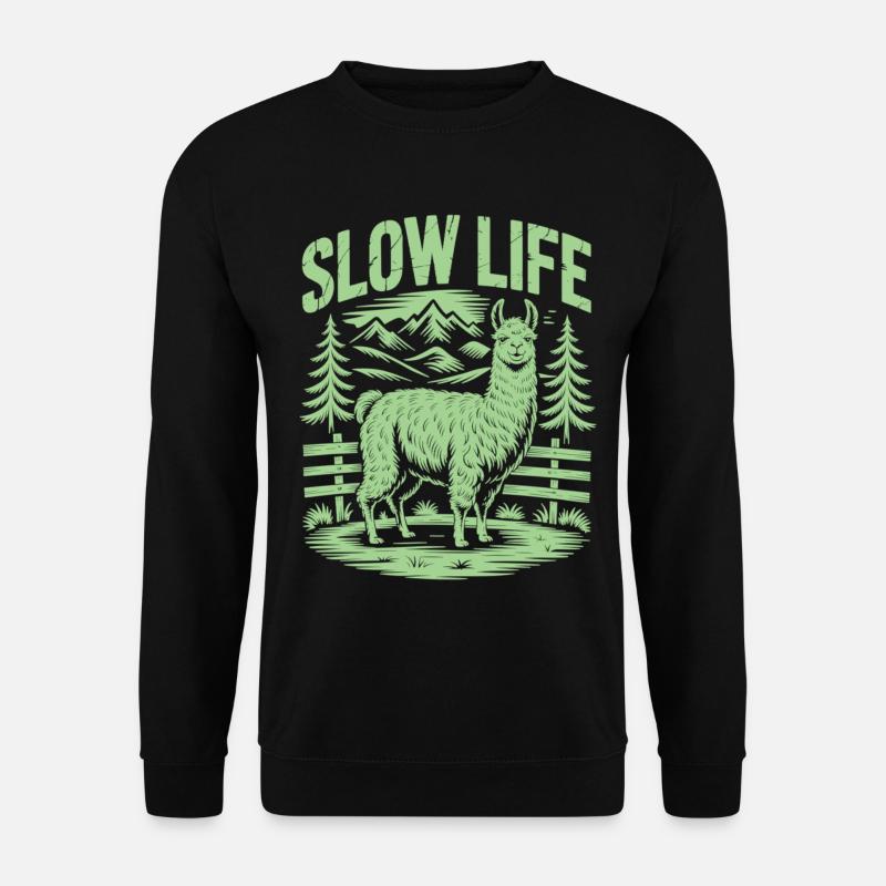 Deceleration Shirt with Llama - Enjoy Tranquility - Unisex Sweatshirt - black