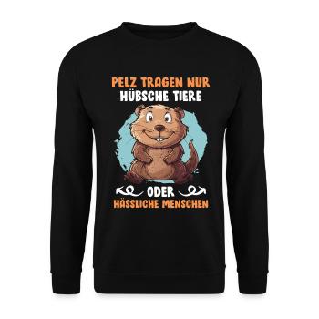 Bien-être animal FOURRURE NE PORTER QUE DE JOLIS ANIMAUX Drôle - Sweat-shirt Unisexe - noir - Devant - Alina (178cm) & Michal (187cm)