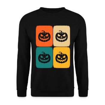 Halloween Rétro Citrouille Joyeux Effrayant - Sweat-shirt Unisexe - noir - Devant - Alina (178cm) & Michal (187cm)