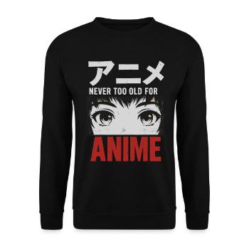 Never Too Old For Anime Japan Streetwear Design - Unisex Sweatshirt - black - Front - Alina (178cm) & Michal (187cm)
