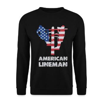 American Lineman Flagge Silhouette - Unisex Pullover - Schwarz - Vorne - Alina (178cm) & Michal (187cm)