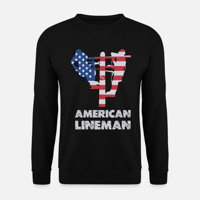 American Lineman Flagge Silhouette - Unisex Pullover - Schwarz