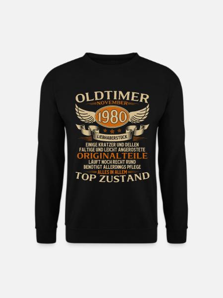 45th Birthday Gift Vintage Car November 1980 - Unisex Sweatshirt - black