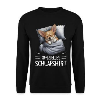 Offizielles Schlafshirt Chihuahua Hund - Unisex Pullover - Schwarz - Vorne - Alina (178cm) & Michal (187cm)