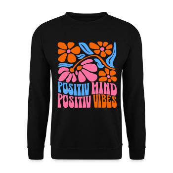Positiver Geist Positive Vibes - Unisex Pullover - Schwarz - Vorne - Alina (178cm) & Michal (187cm)