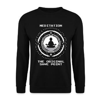 Meditation: the Savepoint | Mindfulness, Zen - Unisex Sweatshirt - black - Front - Alina (178cm) & Michal (187cm)