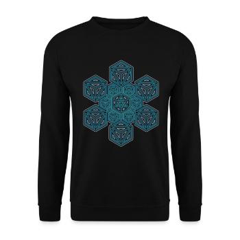 Géométrique flocon de neige bleu festival méditation - Sweat-shirt Unisexe - noir - Devant - Alina (178cm) & Michal (187cm)