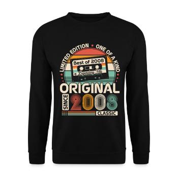 2008 Vintage Vintage Anniversaire Rétro Cadeau - Sweat-shirt Unisexe - noir - Devant - Alina (178cm) & Michal (187cm)
