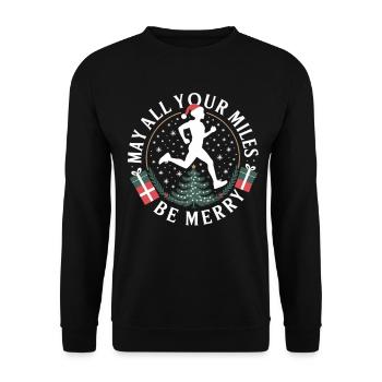 Christmas Running Shirt – May All Your Miles Be Merry - Unisex Sweatshirt - black - Front - Alina (178cm) & Michal (187cm)