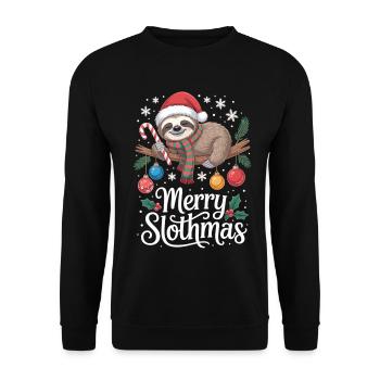 Merry Slothmas – Funny Sloth Christmas T-Shirt - Unisex Sweatshirt - black - Front - Alina (178cm) & Michal (187cm)