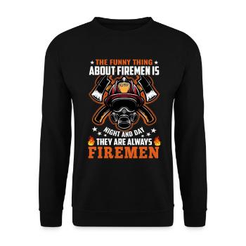 Feuerwehrmann - Unisex Pullover - Schwarz - Vorne - Alina (178cm) & Michal (187cm)