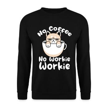 Katziges Kaffee Motiv - Unisex Pullover - Schwarz - Vorne - Alina (178cm) & Michal (187cm)