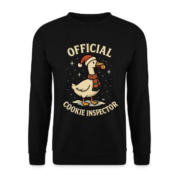 Drôle d’oie Noël Père Noël Cookie Inspecteur - Sweat-shirt Unisexe - noir - Devant - Alina (178cm) & Michal (187cm)