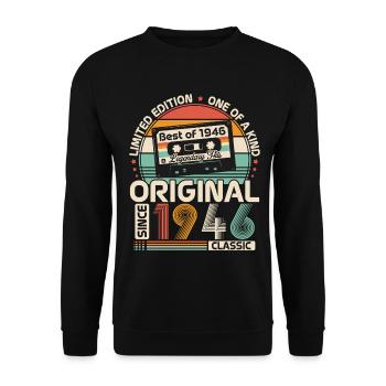 1946 Vintage Vintage Birthday Retro Gift - Unisex Sweatshirt - black - Front - Alina (178cm) & Michal (187cm)