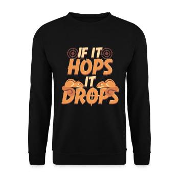 Eichhörnchenjäger Baumratte If It Hops It Drops - Unisex Pullover - Schwarz - Vorne - Alina (178cm) & Michal (187cm)
