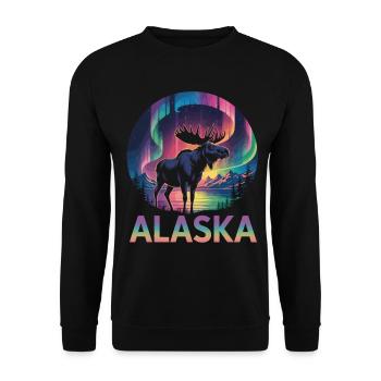 Nature and Adventure – Alaska Landscape Motif - Unisex Sweatshirt - black - Front - Alina (178cm) & Michal (187cm)