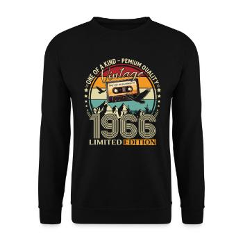 60th Birthday Cassette November Vintage 1966 - Unisex Sweatshirt - black - Front - Alina (178cm) & Michal (187cm)