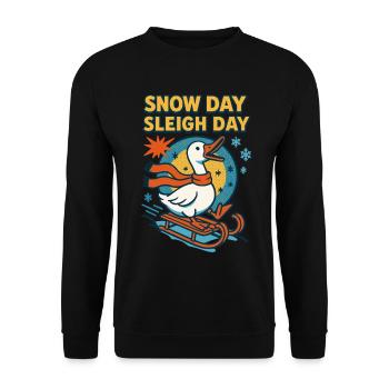 Funny Goose Christmas Snow Day Sleigh Day - Unisex Sweatshirt - black - Front - Alina (178cm) & Michal (187cm)