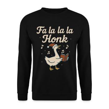 Christmas Goose Fa La La La Honk Funny Holiday - Unisex Sweatshirt - black - Front - Alina (178cm) & Michal (187cm)