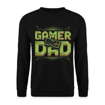 T-shirt Gamer Dad – Cadeau pour Gamer Dad - Sweat-shirt Unisexe - noir - Devant - Alina (178cm) & Michal (187cm)