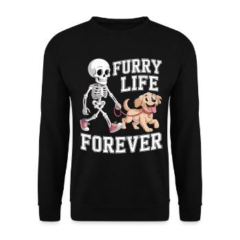 Squelette avec chien - Cadeau pour les amoureux des animaux - Sweat-shirt Unisexe - noir - Devant - Alina (178cm) & Michal (187cm)