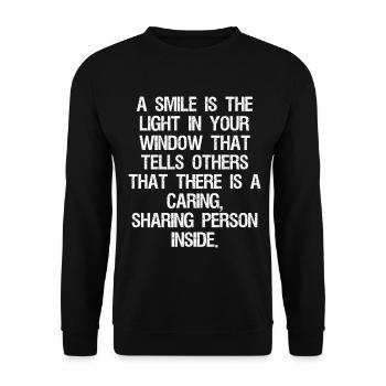 a smile is the light in your window that tells - Unisex Sweatshirt - black - Front - Alina (178cm) & Michal (187cm)