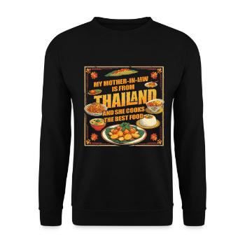 Thailändische Schwiegermutter Thailand - Unisex Pullover - Schwarz - Vorne - Alina (178cm) & Michal (187cm)